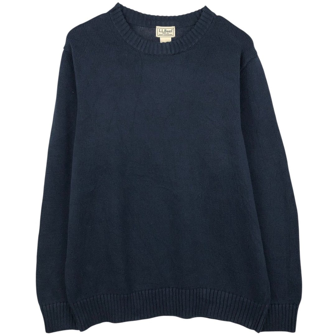 LLBean Cotton Knit Sweater, Men's Size L cotton navy blue type Vintage Second Hand