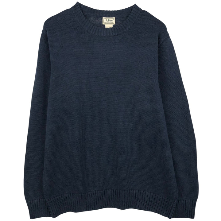LLBean Cotton Knit Sweater, Men's Size L cotton navy blue type Vintage Second Hand