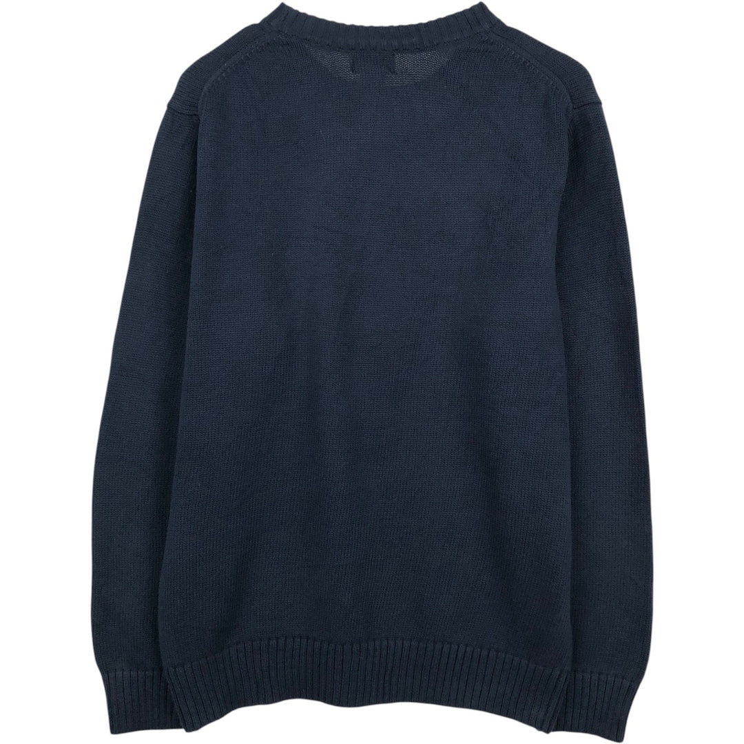 LLBean Cotton Knit Sweater, Men's Size L cotton navy blue type Vintage Second Hand