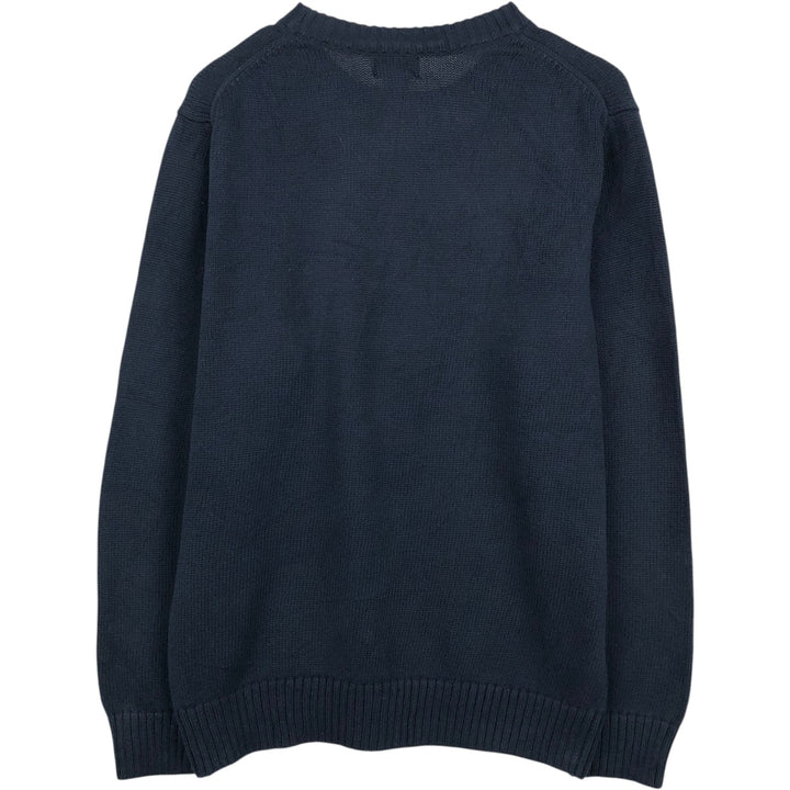 LLBean Cotton Knit Sweater, Men's Size L cotton navy blue type Vintage Second Hand