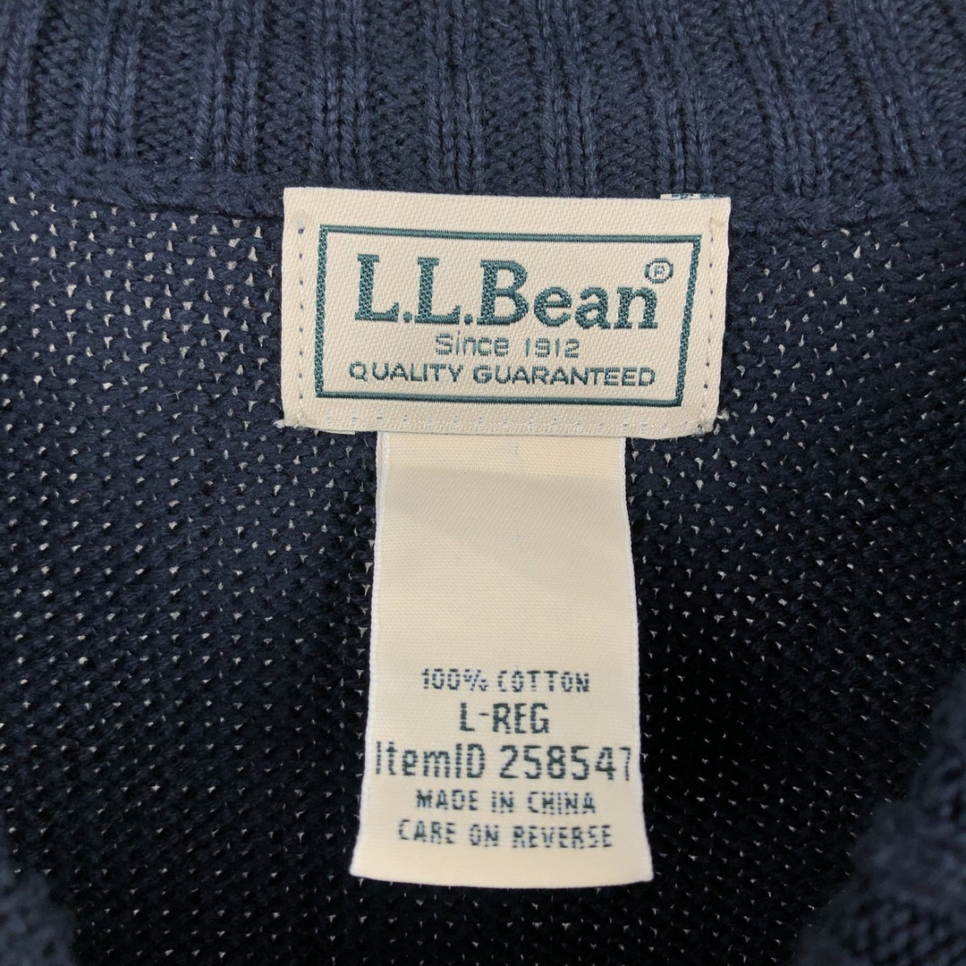 LLBean Cotton Knit Sweater, Men's Size L cotton navy blue type Vintage Second Hand