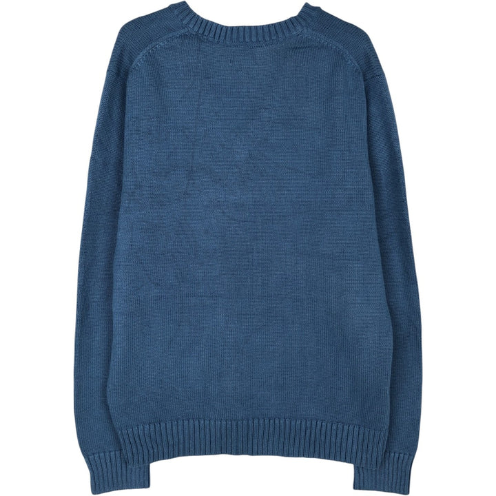 90s-00'S Vintage LLBean V-neck cotton knit sweater, size L, men's cotton Blue type light blue Vintage Second Hand