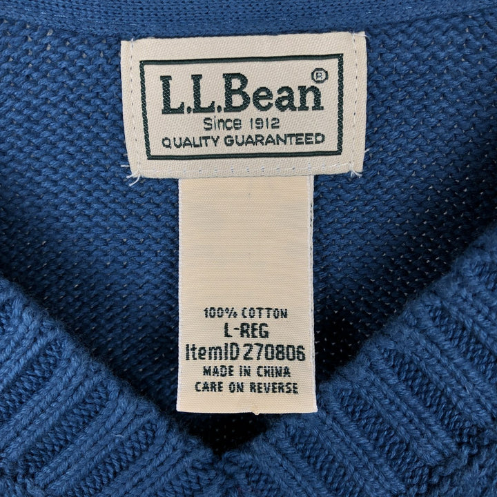 90s-00'S Vintage LLBean V-neck cotton knit sweater, size L, men's cotton Blue type light blue Vintage Second Hand