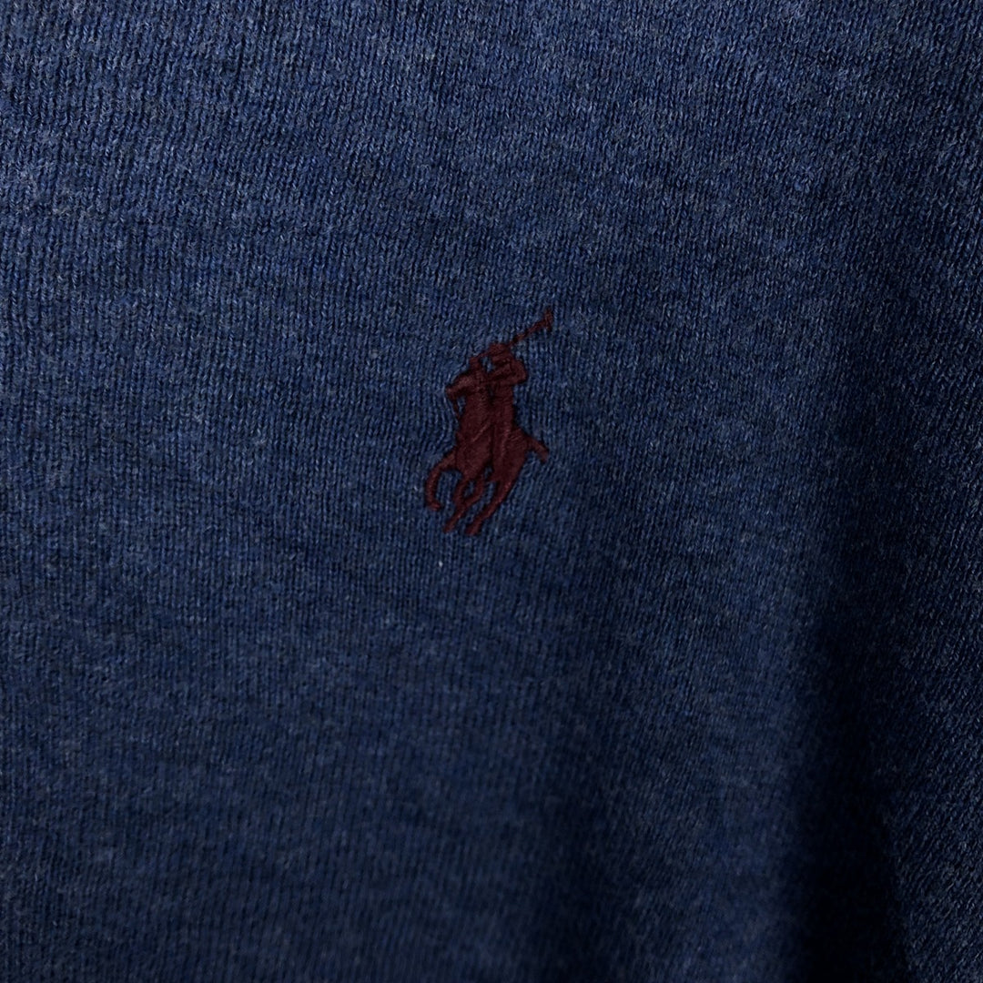 Ralph Lauren POLO RALPH LAUREN V-neck Pima cotton knit sweater, men's size L Pima Cotton blue type Vintage Second Hand