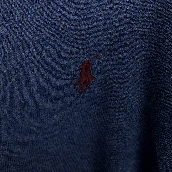Ralph Lauren POLO RALPH LAUREN V-neck Pima cotton knit sweater, men's size L Pima Cotton blue type Vintage Second Hand