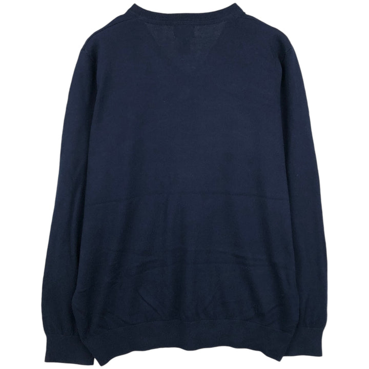 90s-00'S L.L.Bean V-neck cotton knit sweater, men's size XL equivalent, vintage. cotton navy blue type Vintage Second Hand