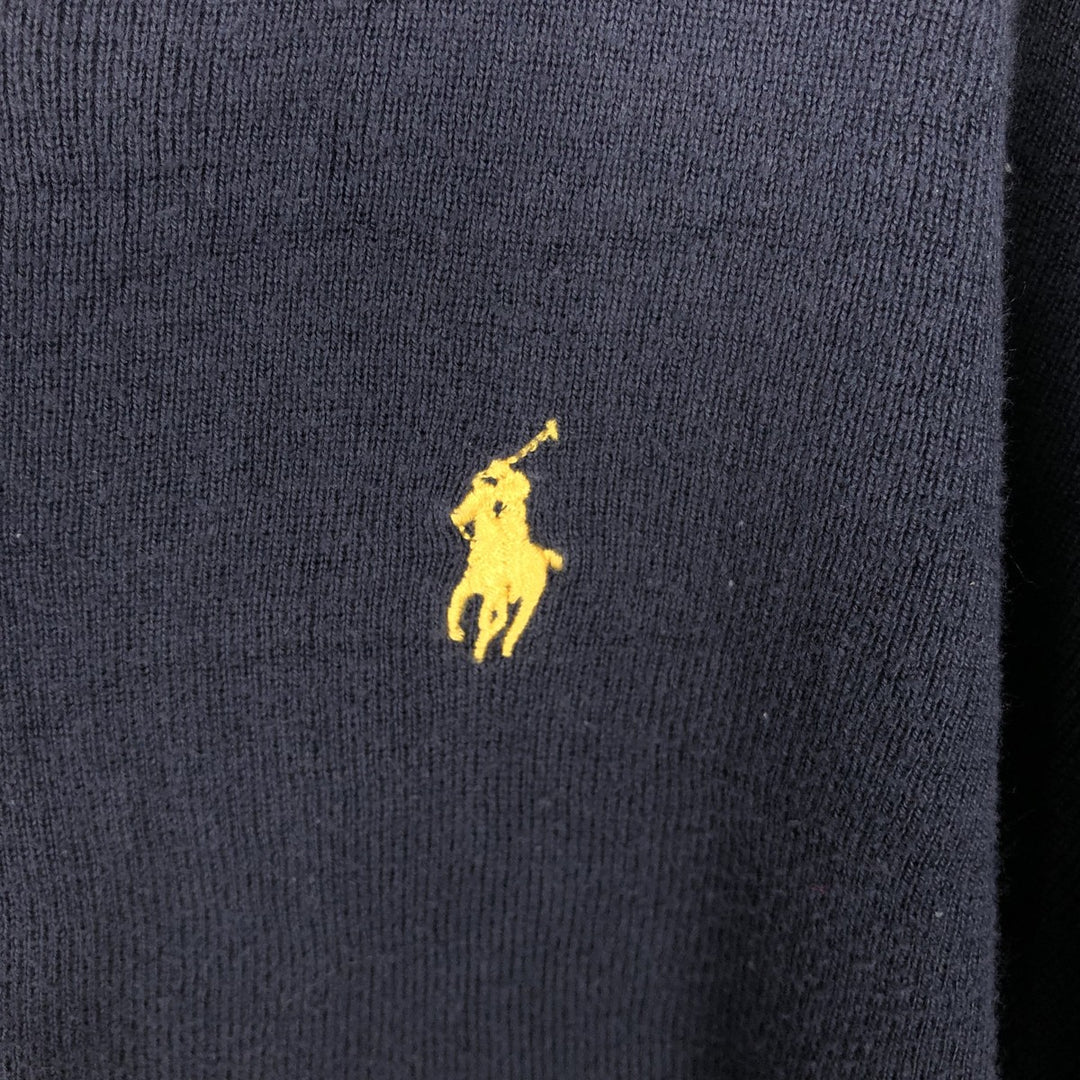 Ralph Lauren POLO by Ralph Lauren V-neck Pima cotton knit sweater, men's size M Pima Cotton navy blue type Vintage Second Hand