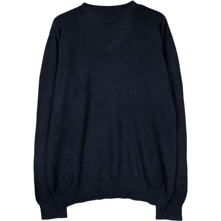 90s-00'S L.L.Bean V-neck cashmere blend cotton knit sweater, men's size L equivalent, vintage. cotton navy blue type Vintage Second Hand