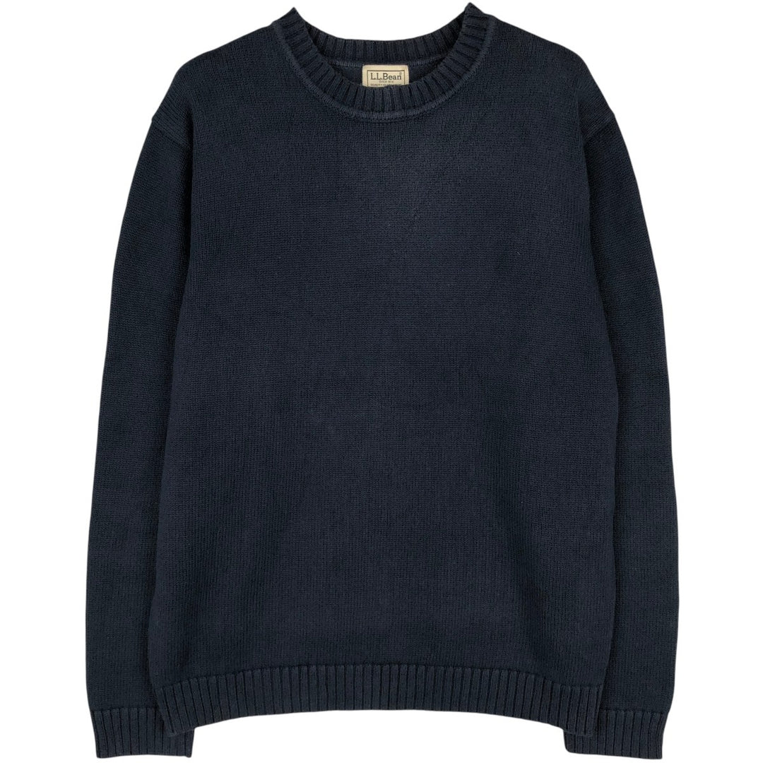 LLBean Cotton Knit Sweater, Men's Size M cotton navy blue type Vintage Second Hand