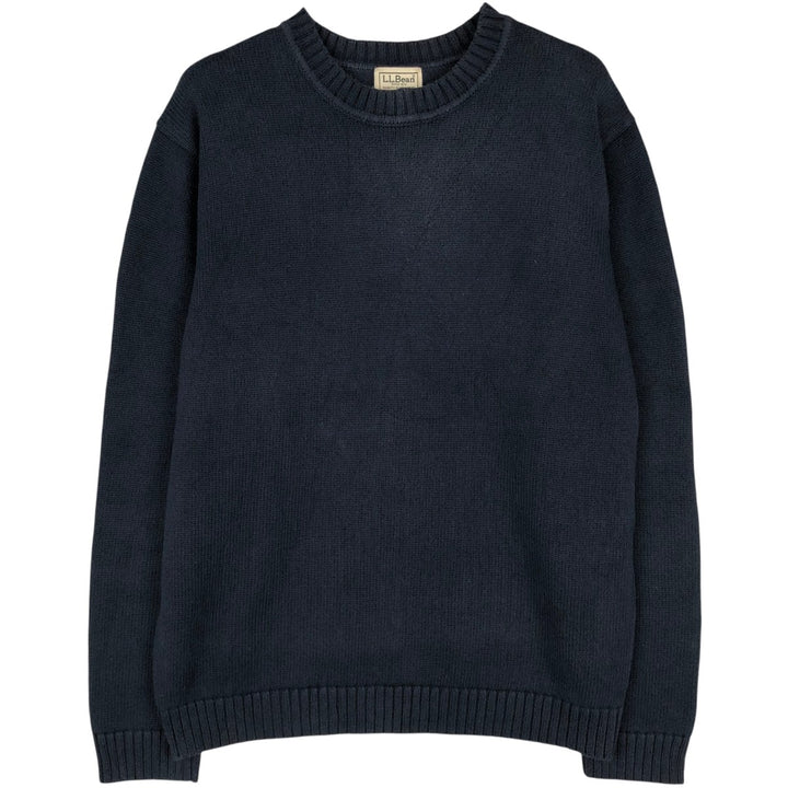 LLBean Cotton Knit Sweater, Men's Size M cotton navy blue type Vintage Second Hand