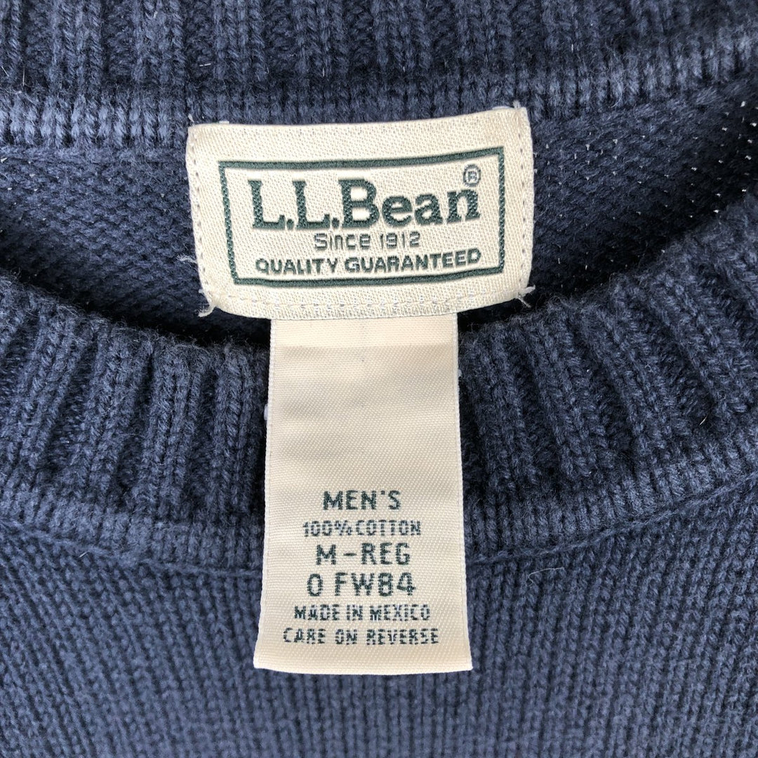 LLBean Cotton Knit Sweater, Men's Size M cotton navy blue type Vintage Second Hand