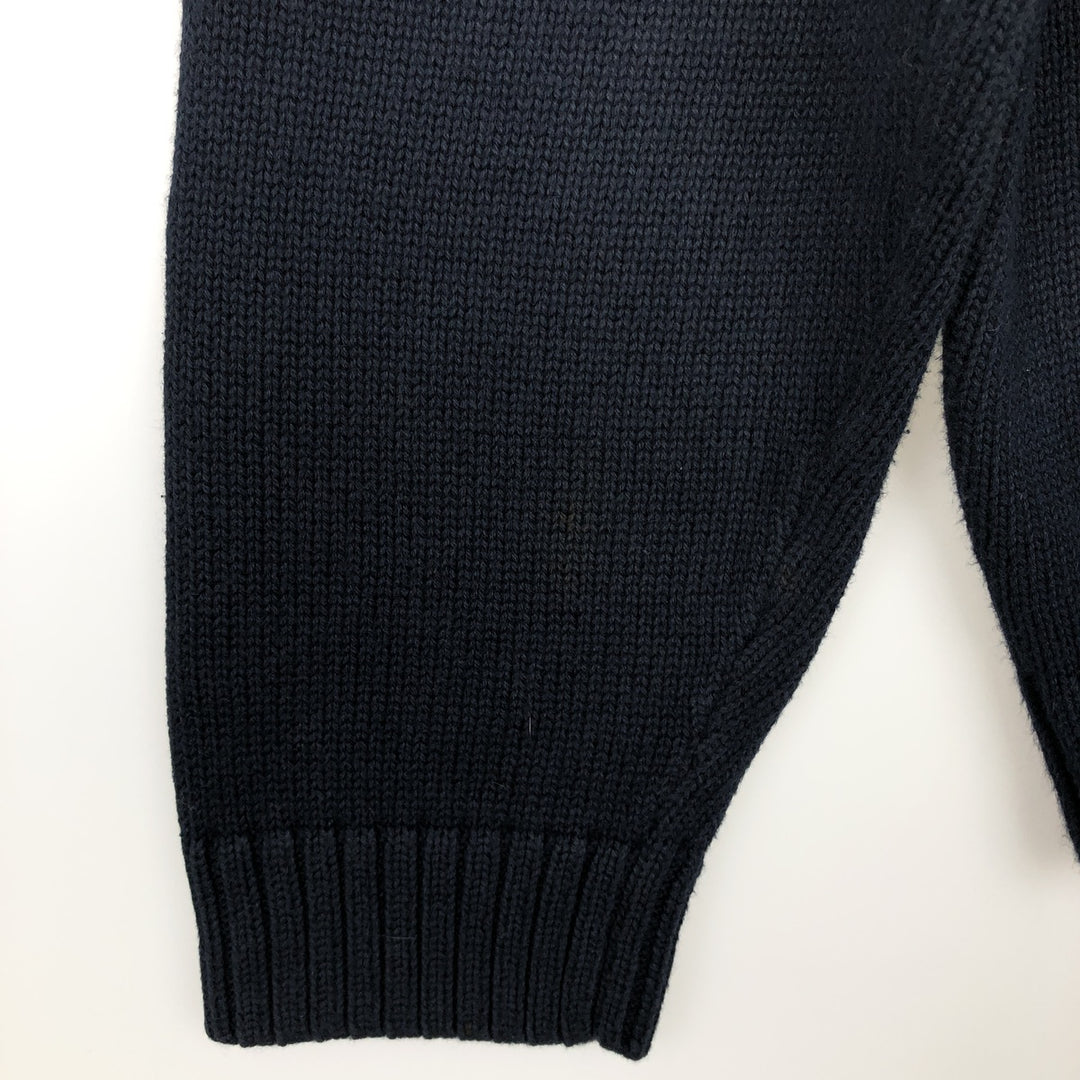 LLBean Cotton Knit Sweater, Men's Size M cotton navy blue type Vintage Second Hand