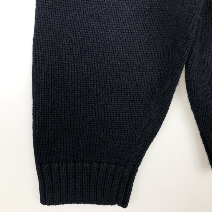 LLBean Cotton Knit Sweater, Men's Size M cotton navy blue type Vintage Second Hand
