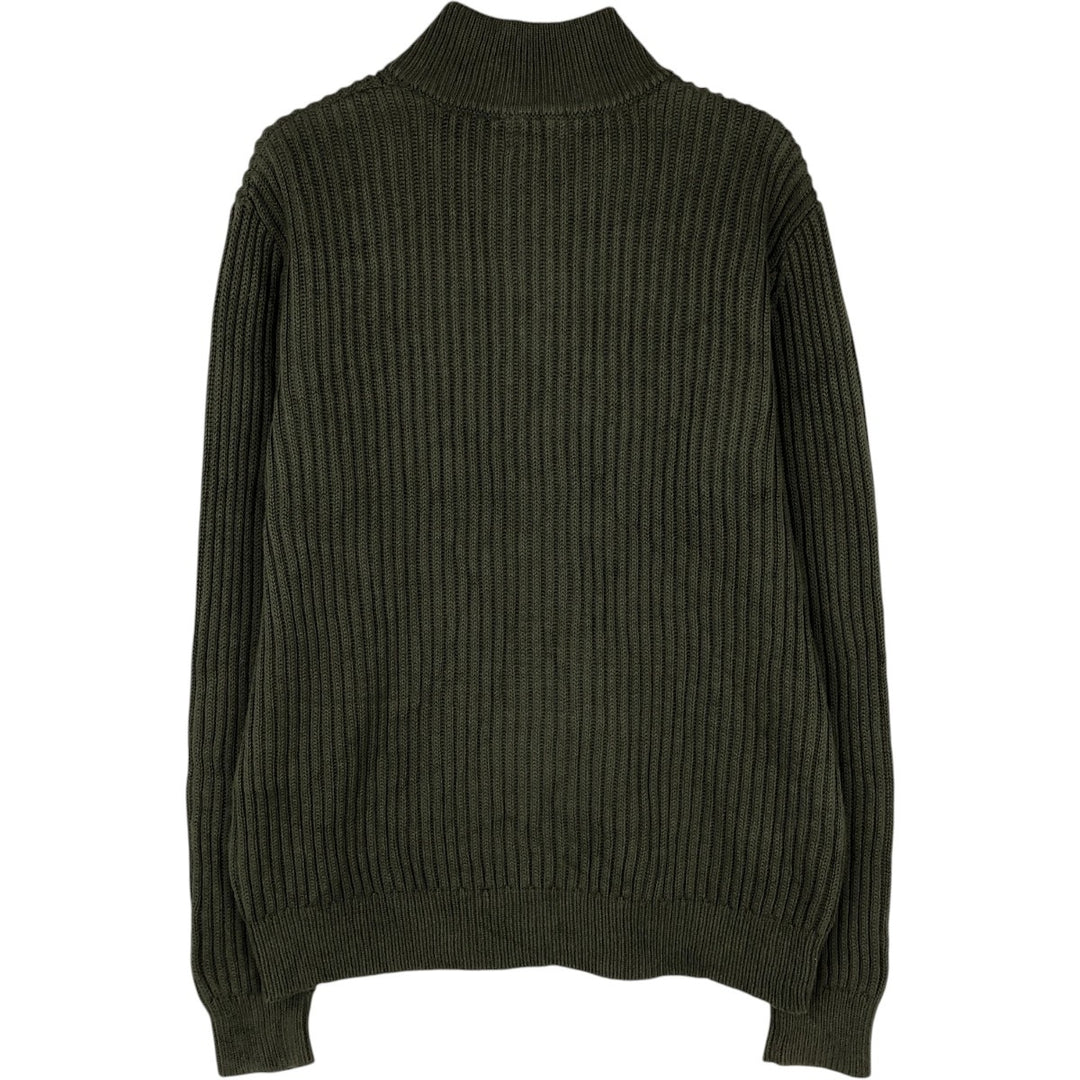 90s-00'S LLBean Driver's Knit Sweater, Men's Size M (approx.) cotton Khaki type Vintage Second Hand