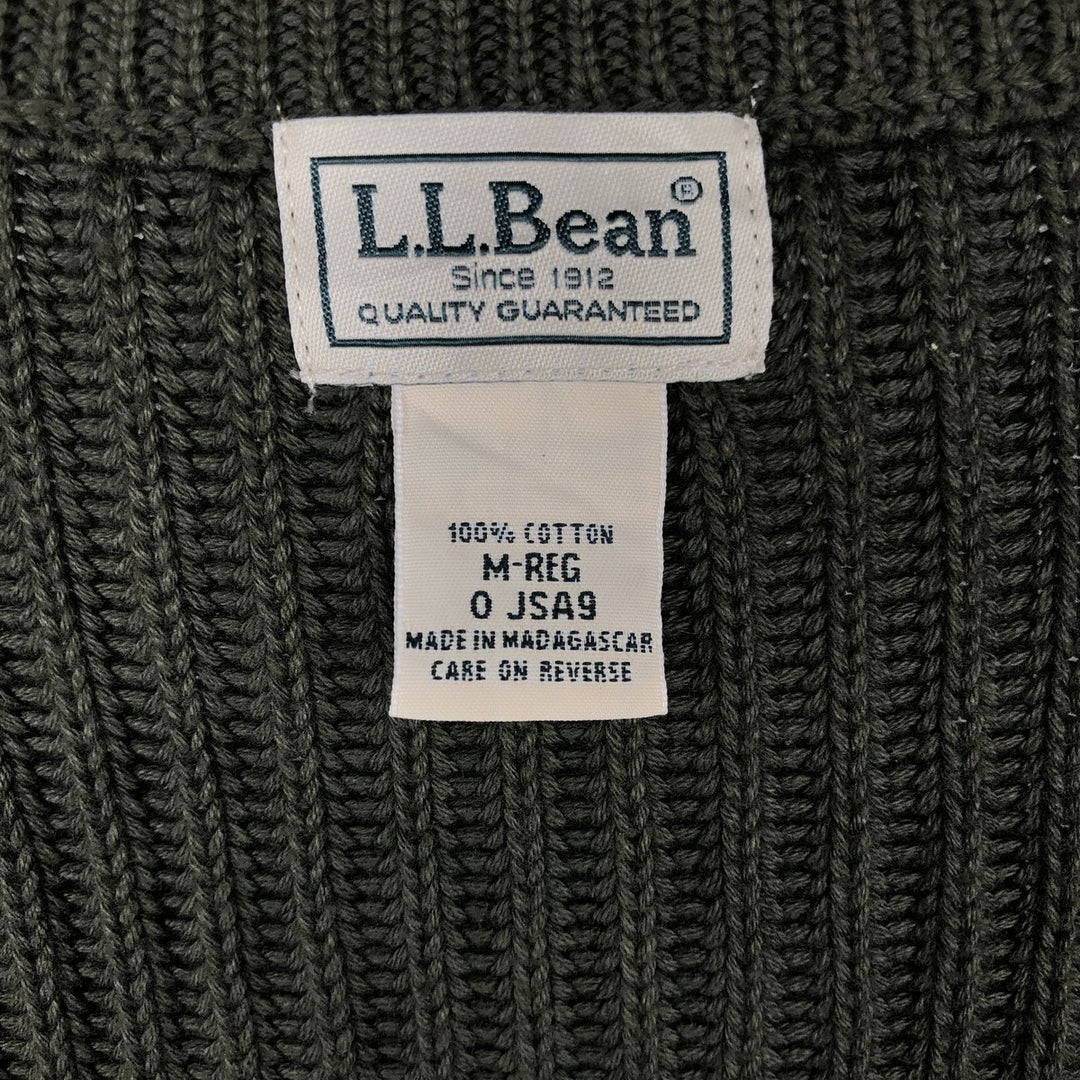 90s-00'S LLBean Driver's Knit Sweater, Men's Size M (approx.) cotton Khaki type Vintage Second Hand
