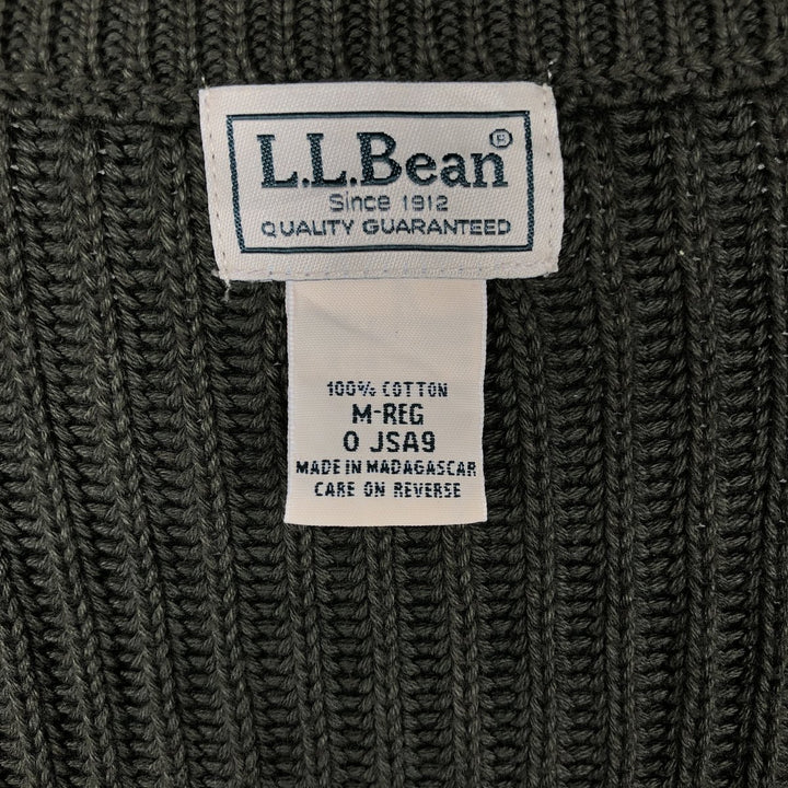 90s-00'S LLBean Driver's Knit Sweater, Men's Size M (approx.) cotton Khaki type Vintage Second Hand