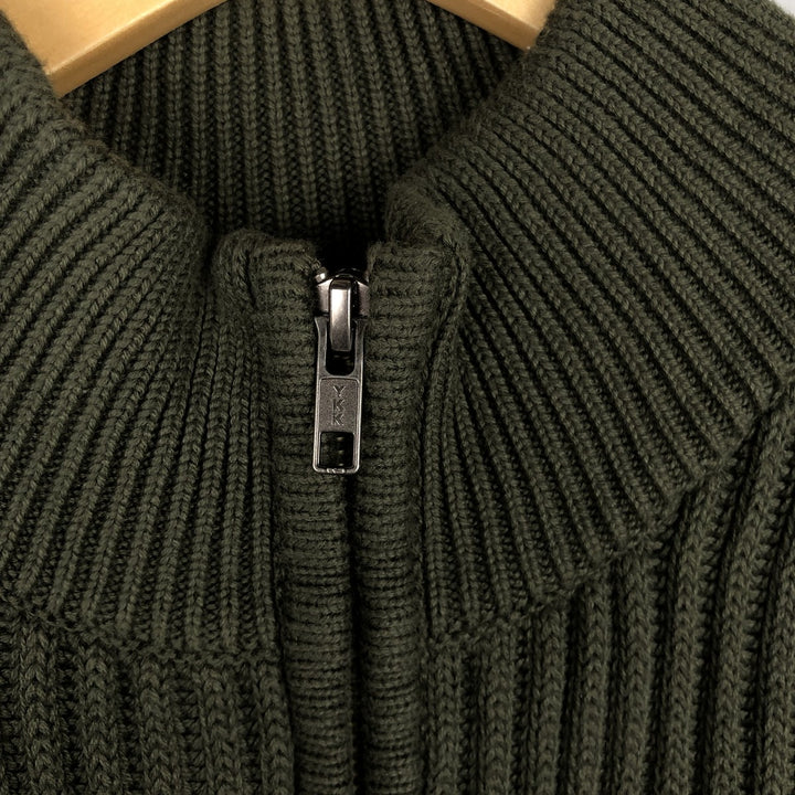 90s-00'S LLBean Driver's Knit Sweater, Men's Size M (approx.) cotton Khaki type Vintage Second Hand