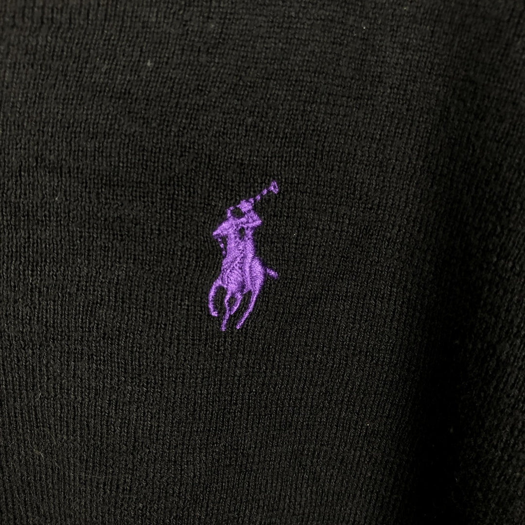 Ralph Lauren POLO by Ralph Lauren V-neck Pima cotton knit sweater, men's size XL Pima Cotton black type Vintage Second Hand