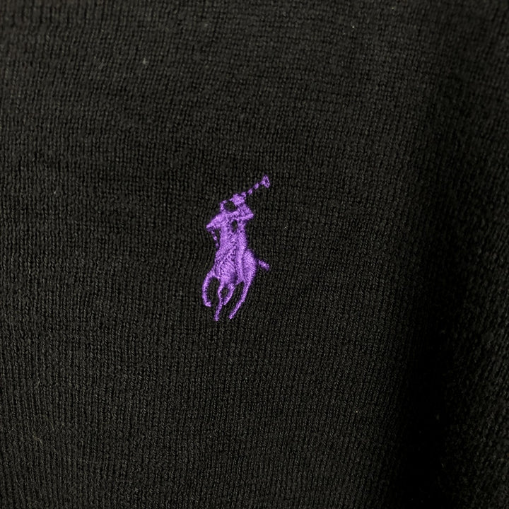 Ralph Lauren POLO by Ralph Lauren V-neck Pima cotton knit sweater, men's size XL Pima Cotton black type Vintage Second Hand