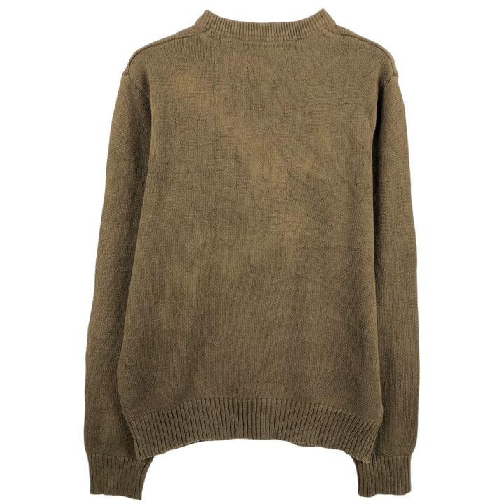 Eddie Bauer Henley Neck Cotton Knit Sweater Men's M Size cotton brown type Vintage Second Hand