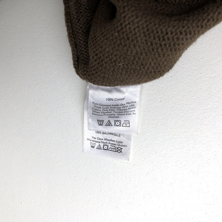 Eddie Bauer Henley Neck Cotton Knit Sweater Men's M Size cotton brown type Vintage Second Hand