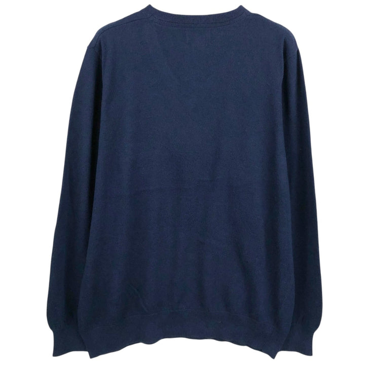 90s-00'S L.L.Bean Cashmere Blend V-Neck Cotton Knit Sweater, Men's Size L (Equivalent), Vintage cotton navy blue type Vintage Second Hand