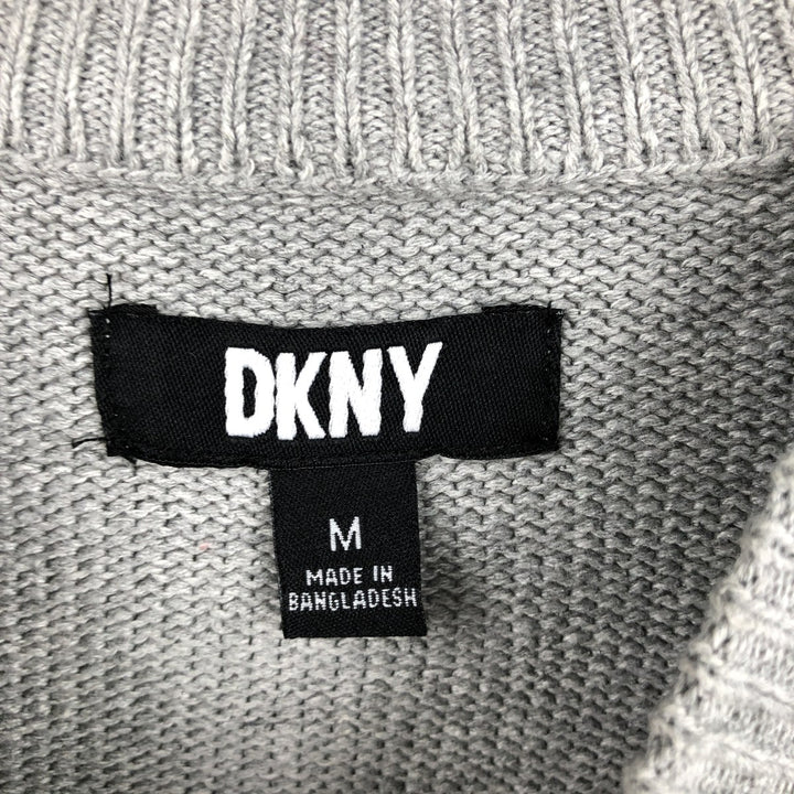 Donna Karan New York (DKNY) Two-Tone Cotton Knit Sweater, Men's Size M (approx.) cotton gray type Vintage Second Hand