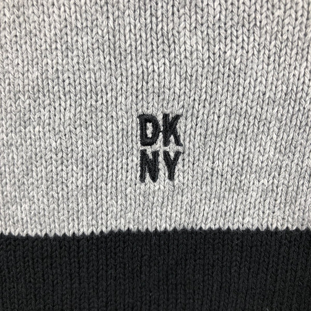 Donna Karan New York (DKNY) Two-Tone Cotton Knit Sweater, Men's Size M (approx.) cotton gray type Vintage Second Hand