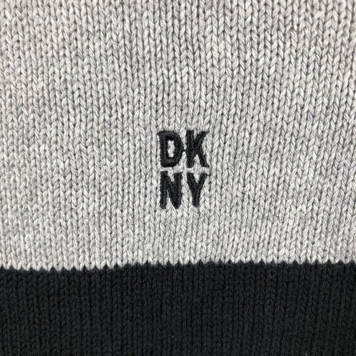 Donna Karan New York (DKNY) Two-Tone Cotton Knit Sweater, Men's Size M (approx.) cotton gray type Vintage Second Hand
