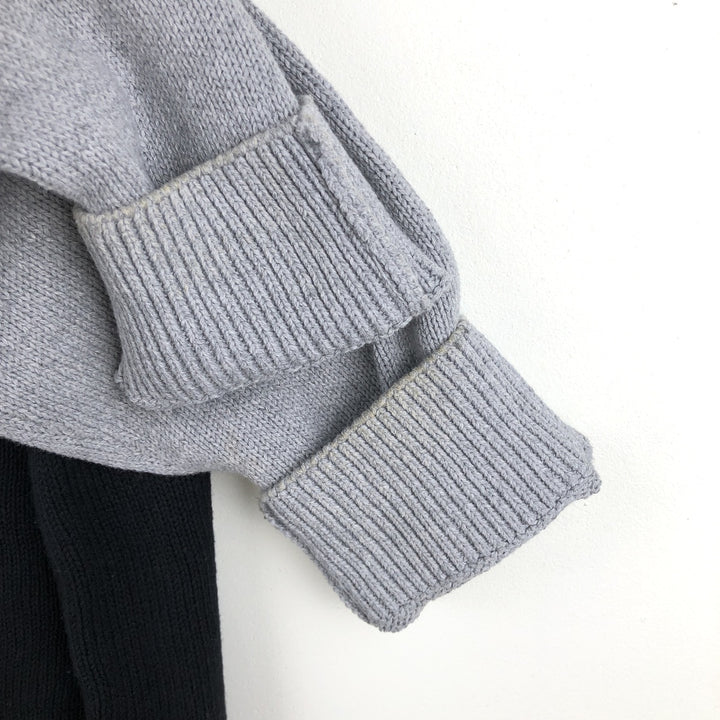 Donna Karan New York (DKNY) Two-Tone Cotton Knit Sweater, Men's Size M (approx.) cotton gray type Vintage Second Hand