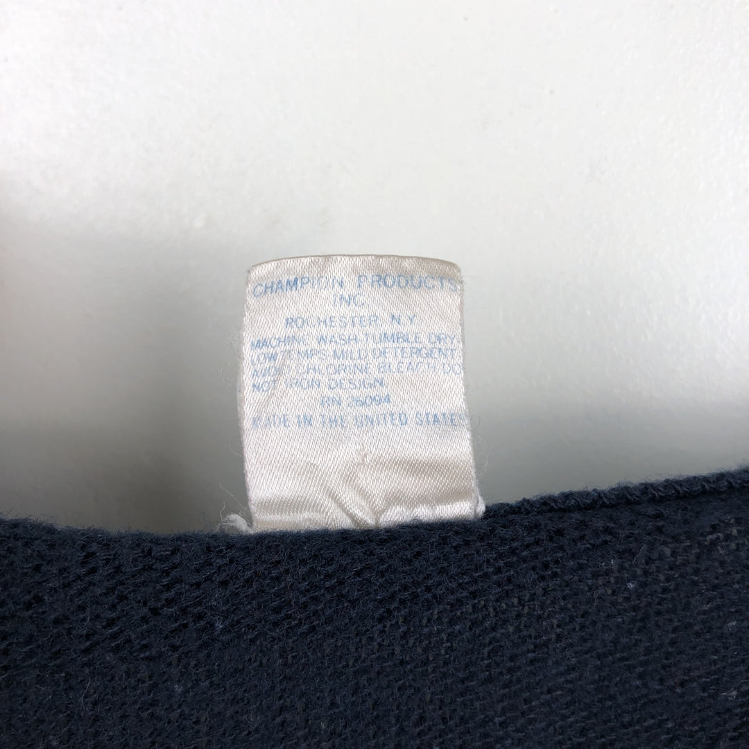 Champion POLO by Ralph Lauren College V-neck Acrylic Knit Sweater, Made in USA, Men's Size M (approx.), Vintage Rayon navy blue type Vintage Second Hand