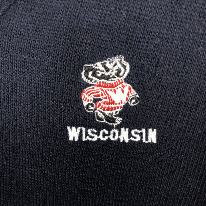 Champion POLO by Ralph Lauren College V-neck Acrylic Knit Sweater, Made in USA, Men's Size M (approx.), Vintage Rayon navy blue type Vintage Second Hand