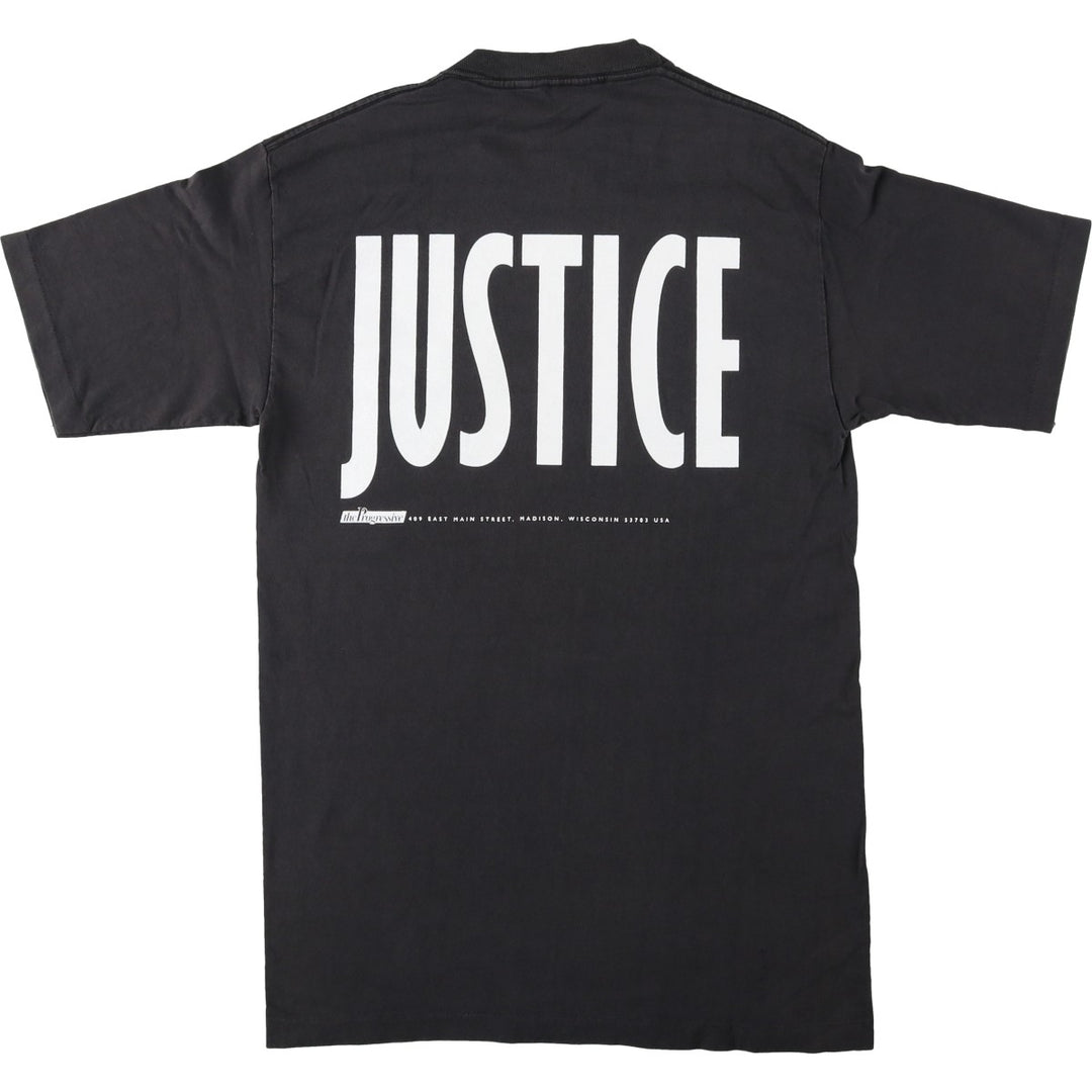 90'S message print T-shirt, men's size S equivalent, vintage. unclear black type Vintage Second Hand