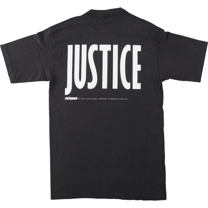 90'S message print T-shirt, men's size S equivalent, vintage. unclear black type Vintage Second Hand