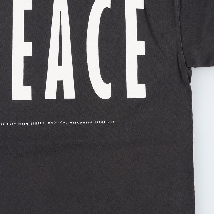 90'S message print T-shirt, men's size S equivalent, vintage. unclear black type Vintage Second Hand