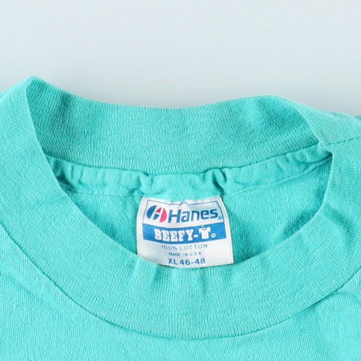 90'S Hanes BEEFY-T Blue Tag Souvenir T-Shirt, Made in USA, Men's XL Equivalent, Vintage cotton Emerald green Vintage Second Hand