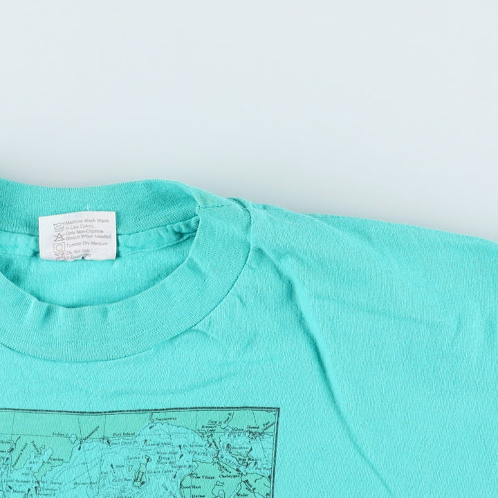 90'S Hanes BEEFY-T Blue Tag Souvenir T-Shirt, Made in USA, Men's XL Equivalent, Vintage cotton Emerald green Vintage Second Hand