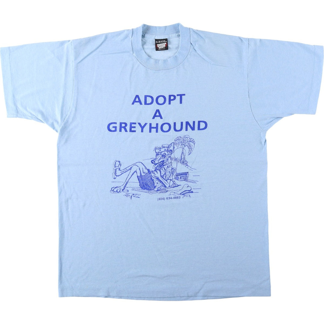 80s-90'S Screen Stars Best Print T-Shirt, Made in USA, Men's XL equivalent, Vintage cotton Blue type light blue Vintage Second Hand
