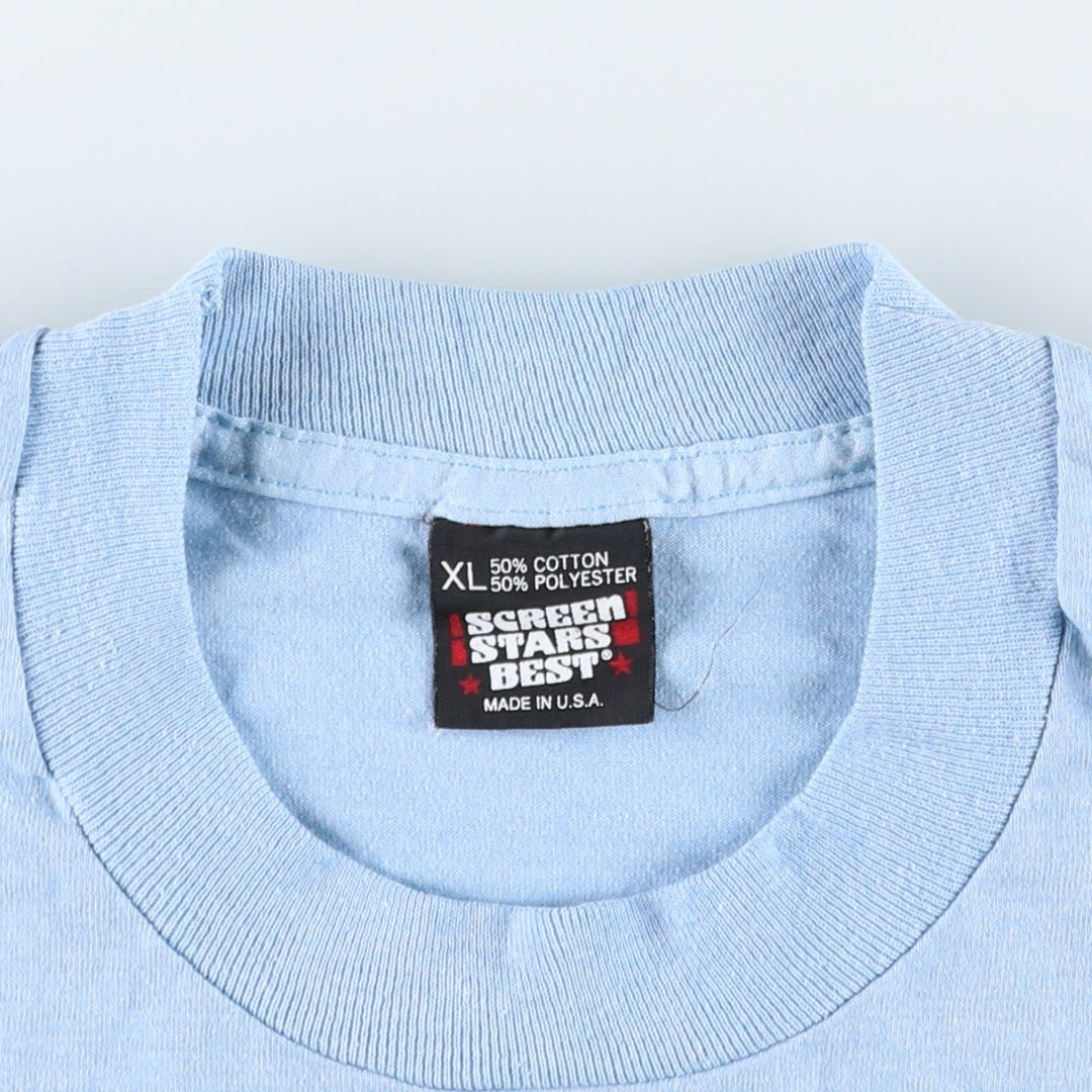80s-90'S Screen Stars Best Print T-Shirt, Made in USA, Men's XL equivalent, Vintage cotton Blue type light blue Vintage Second Hand