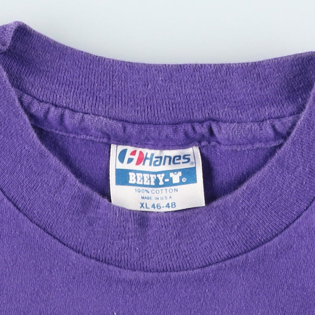 80'S Hanes BEEFY-T Blue Tag Theora Hamblett Art T-Shirt Made in USA Men's XL equivalent cotton purple type Vintage Second Hand
