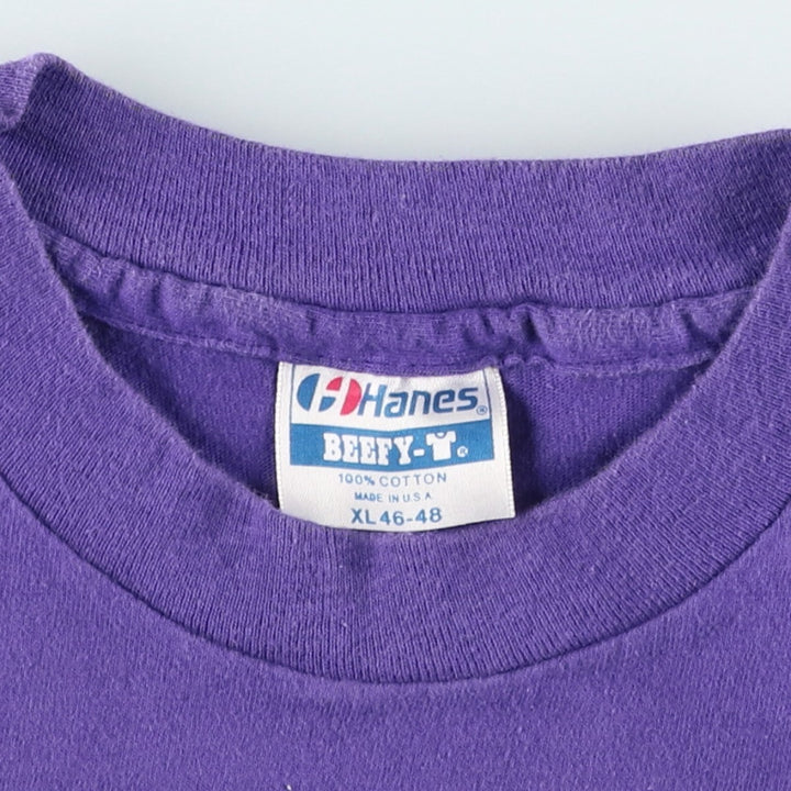 80'S Hanes BEEFY-T Blue Tag Theora Hamblett Art T-Shirt Made in USA Men's XL equivalent cotton purple type Vintage Second Hand
