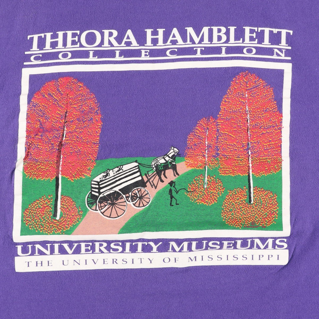 80'S Hanes BEEFY-T Blue Tag Theora Hamblett Art T-Shirt Made in USA Men's XL equivalent cotton purple type Vintage Second Hand