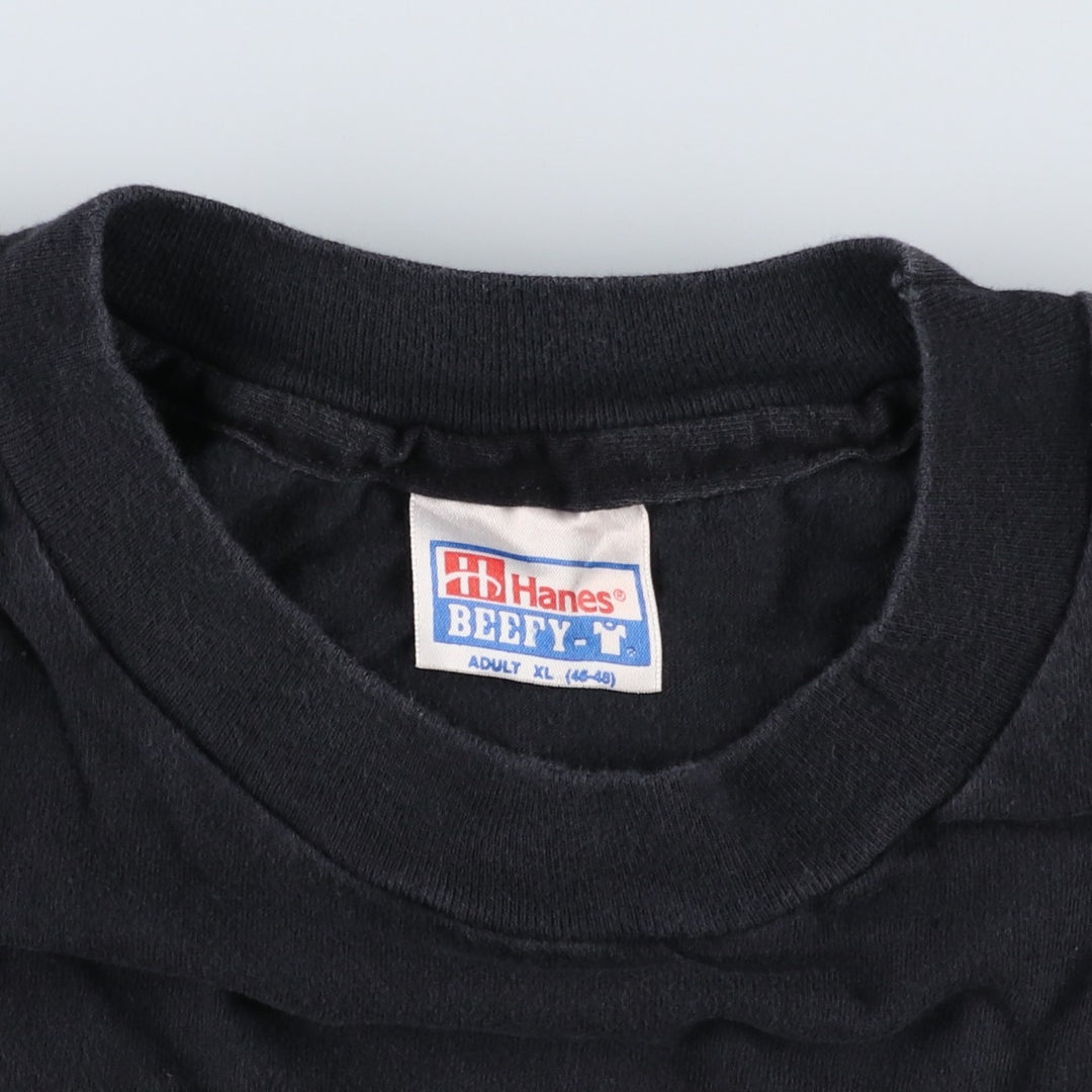 90'S Hanes BEEFY-T Skull Pattern Print T-Shirt, Men's XL (approx.), Vintage unclear black type Vintage Second Hand