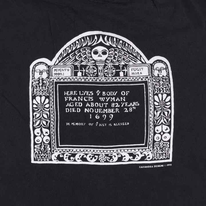 90'S Hanes BEEFY-T Skull Pattern Print T-Shirt, Men's XL (approx.), Vintage unclear black type Vintage Second Hand