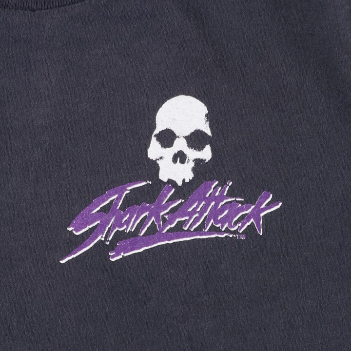 ~90'S The T-Shirt Factory Shark Attack Skull Pattern Print T-Shirt Men's Size L (Equivalent) Vintage cotton black type Vintage Second Hand