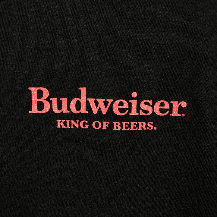 BREW CITY BUDWEISER Eagle Pattern Advertising T-Shirt (Men's Size L) cotton black type Vintage Second Hand