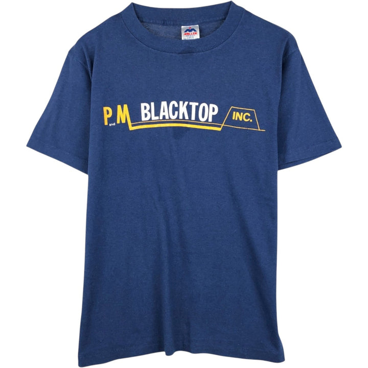 80'S Miller BLACKTOP INK. Advertising T-shirt, Made in USA, Men's Size L (approx.), Vintage cotton blue type Vintage Second Hand