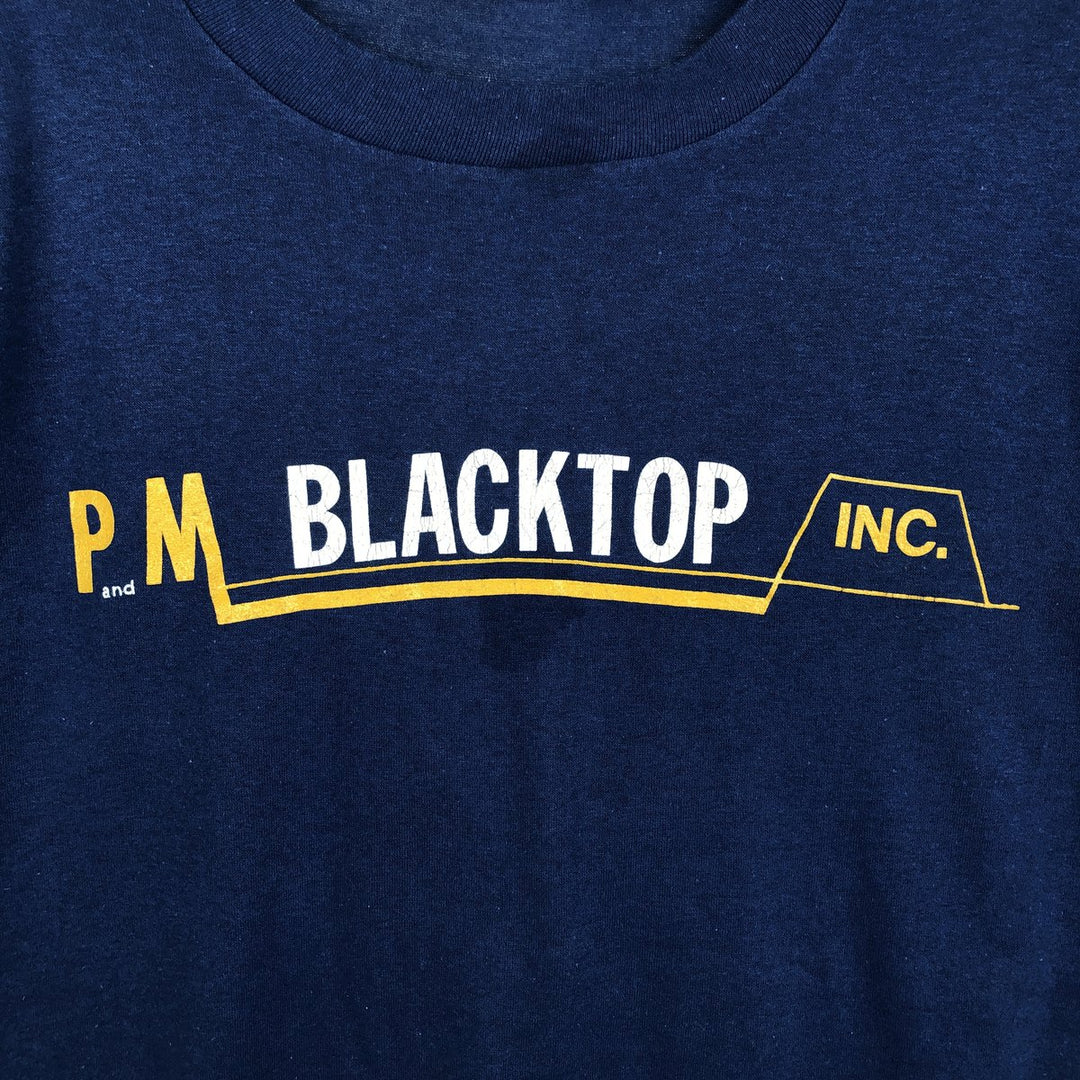 80'S Miller BLACKTOP INK. Advertising T-shirt, Made in USA, Men's Size L (approx.), Vintage cotton blue type Vintage Second Hand