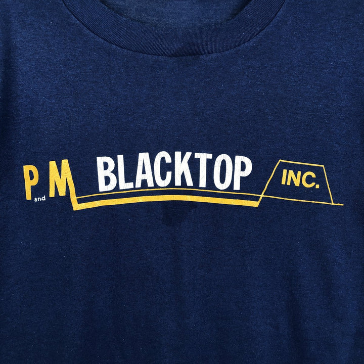 80'S Miller BLACKTOP INK. Advertising T-shirt, Made in USA, Men's Size L (approx.), Vintage cotton blue type Vintage Second Hand