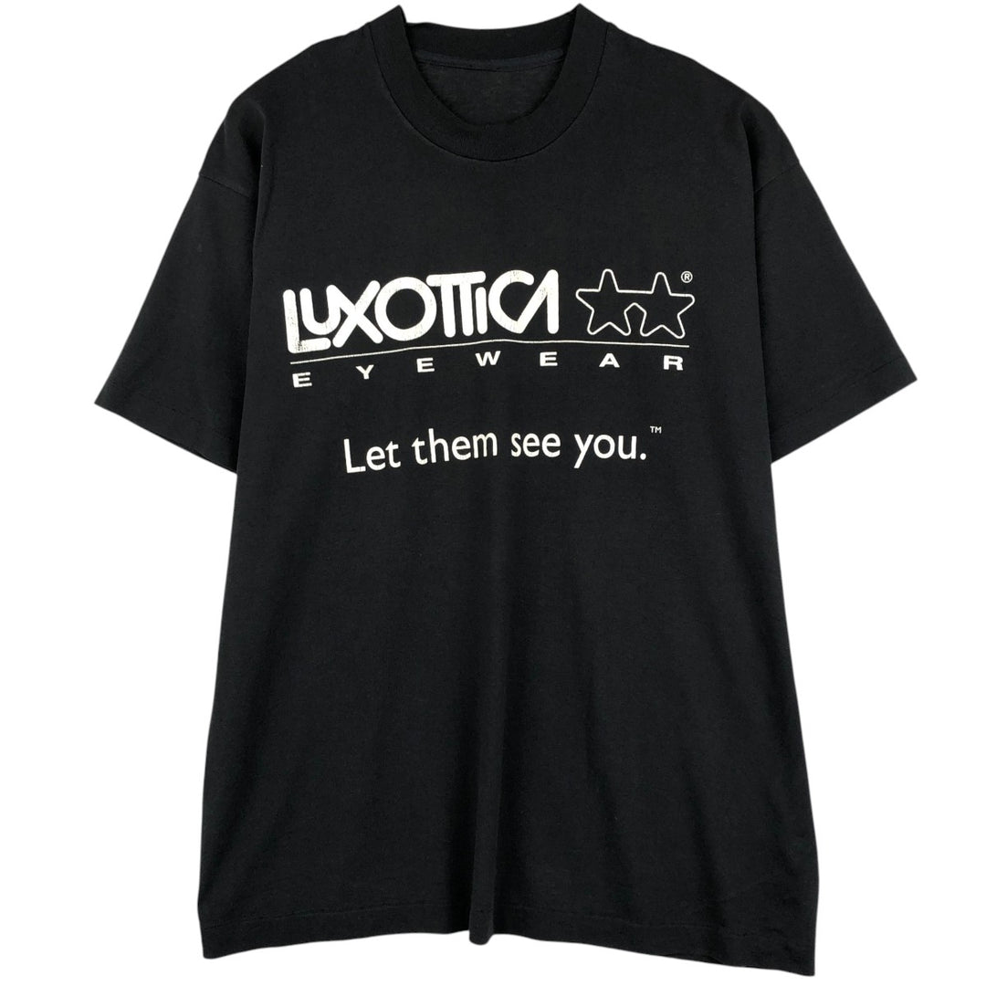 90'S LUXOTTICA Advertising T-Shirt, Men's XL equivalent, Vintage unclear black type Vintage Second Hand